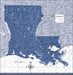 Louisiana Map Poster - Navy Color Splash CM Poster