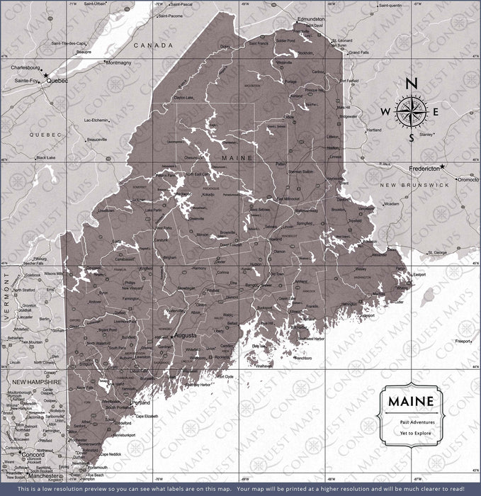Maine Map Poster - Dark Brown Color Splash CM Poster