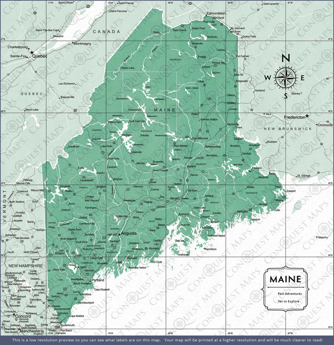 Push Pin Maine Map (Pin Board) - Green Color Splash