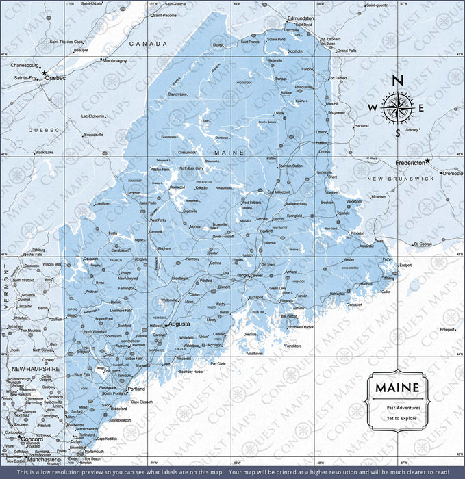 Maine Map Poster - Light Blue Color Splash CM Poster
