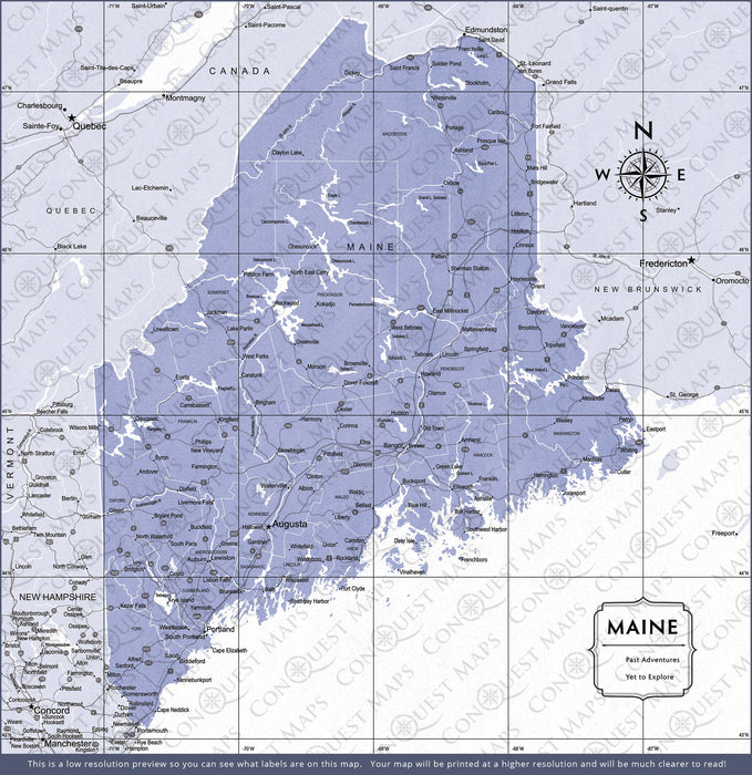 Push Pin Maine Map (Pin Board) - Purple Color Splash