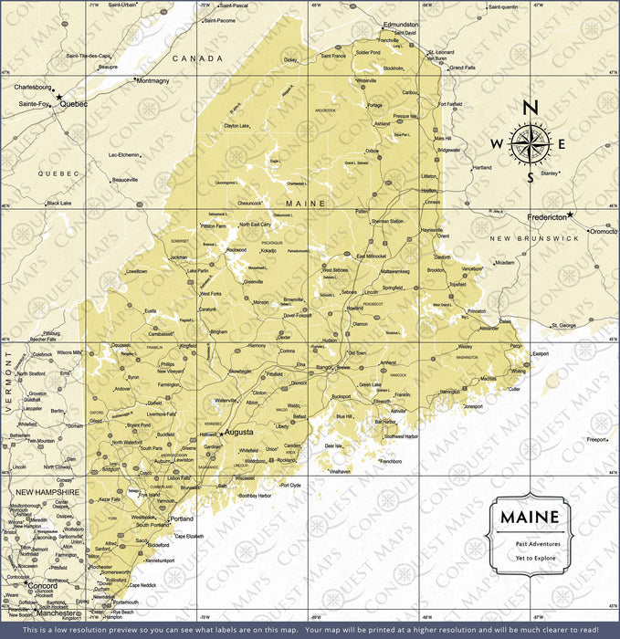 Push Pin Maine Map (Pin Board) - Yellow Color Splash