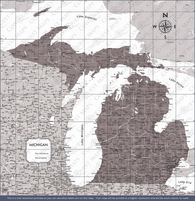 Michigan Map Poster - Dark Brown Color Splash CM Poster