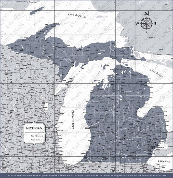 Push Pin Michigan Map (Pin Board) - Dark Gray Color Splash