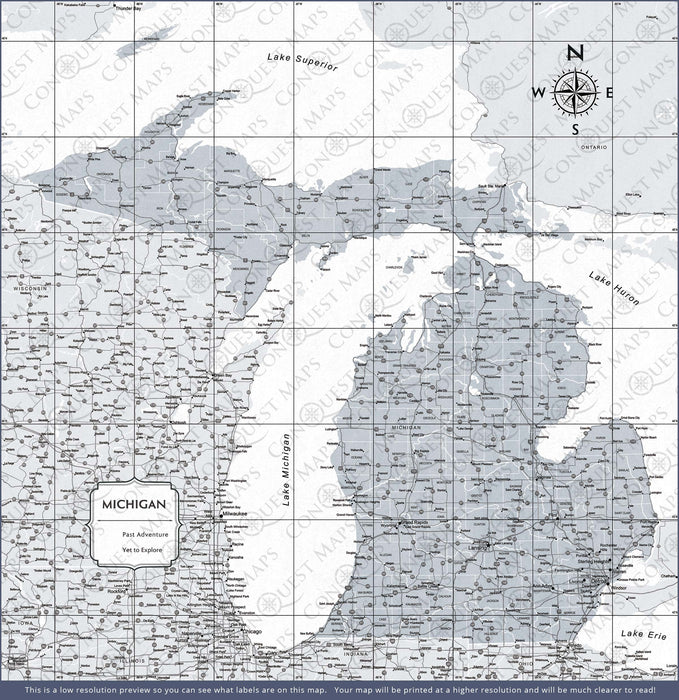 Michigan Map Poster - Light Gray Color Splash CM Poster