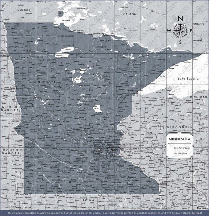 Minnesota Map Poster - Dark Gray Color Splash CM Poster