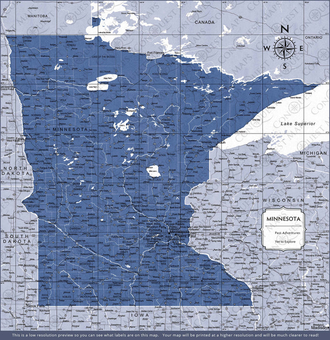 Minnesota Map Poster - Navy Color Splash CM Poster