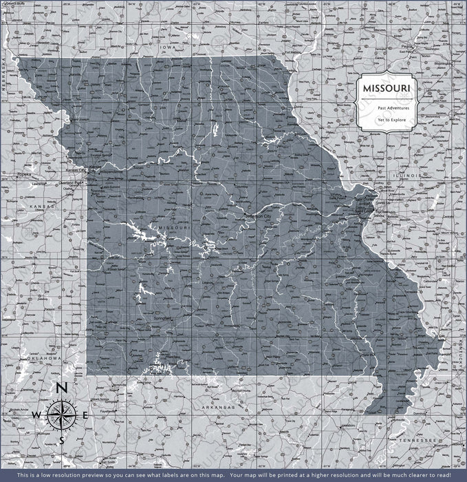 Push Pin Missouri Map (Pin Board) - Dark Gray Color Splash CM Pin Board