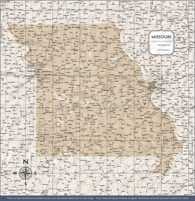 Missouri Map Poster - Light Brown Color Splash CM Poster