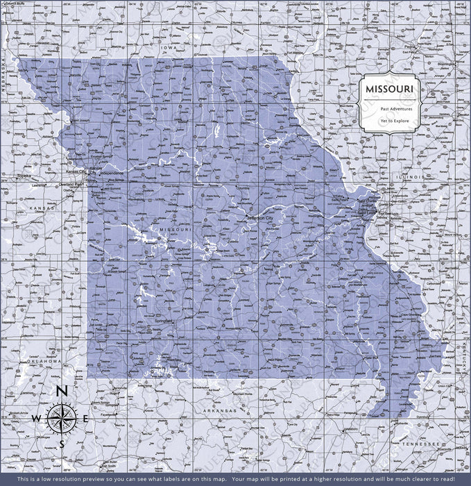 Push Pin Missouri Map (Pin Board) - Purple Color Splash
