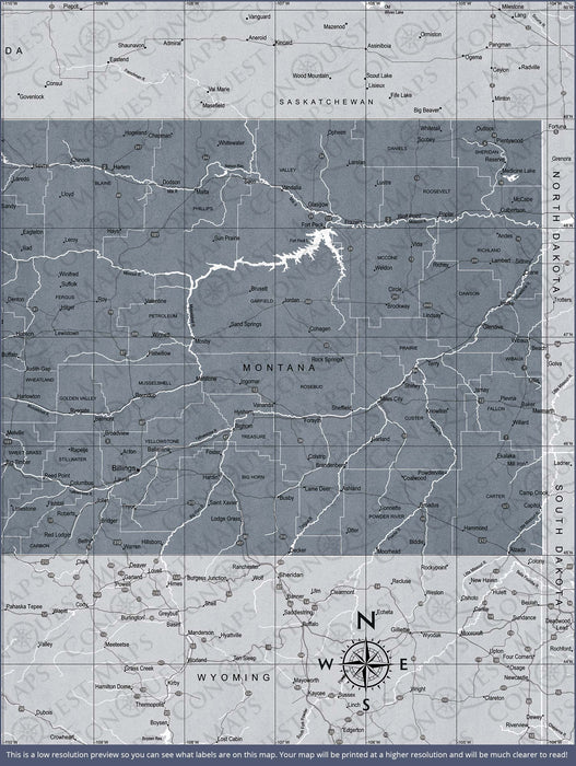 Push Pin Montana Map (Pin Board) - Dark Gray Color Splash CM Pin Board