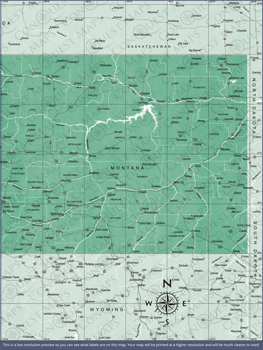 Montana Map Poster - Green Color Splash CM Poster