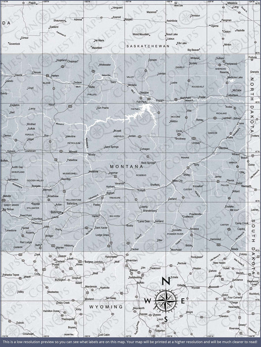 Montana Map Poster - Light Gray Color Splash CM Poster
