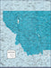 Push Pin Montana Map (Pin Board) - Teal Color Splash CM Pin Board