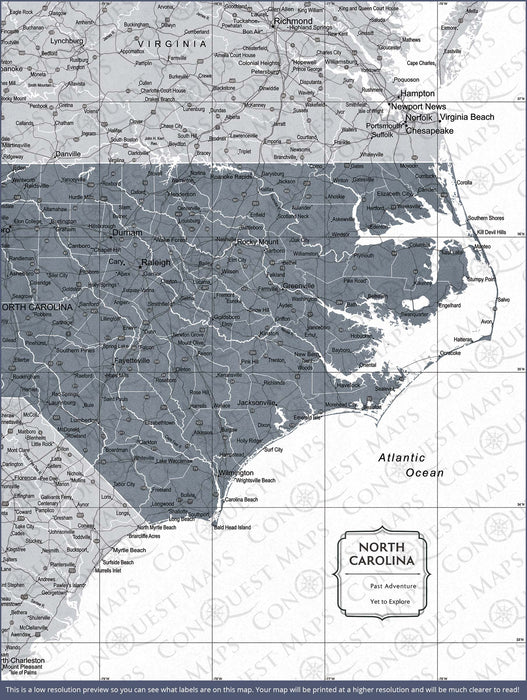 Push Pin North Carolina Map (Pin Board) - Dark Gray Color Splash CM Pin Board