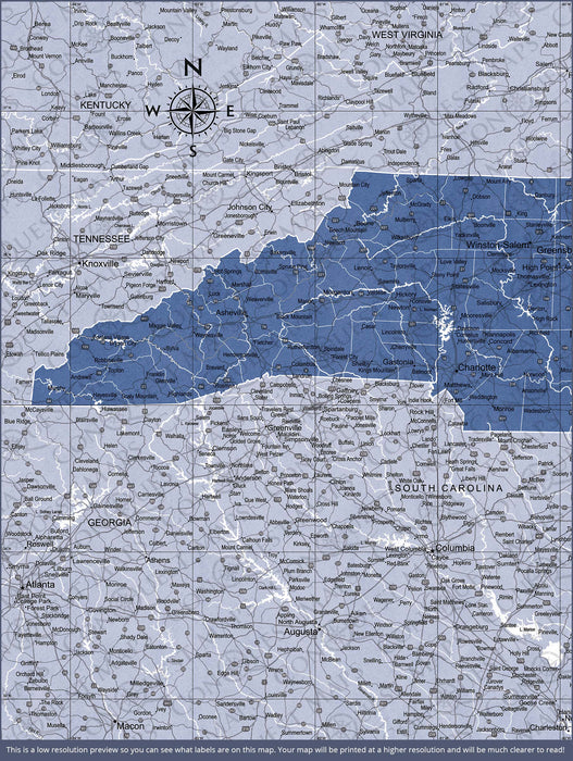 Push Pin North Carolina Map (Pin Board) - Navy Color Splash CM Pin Board