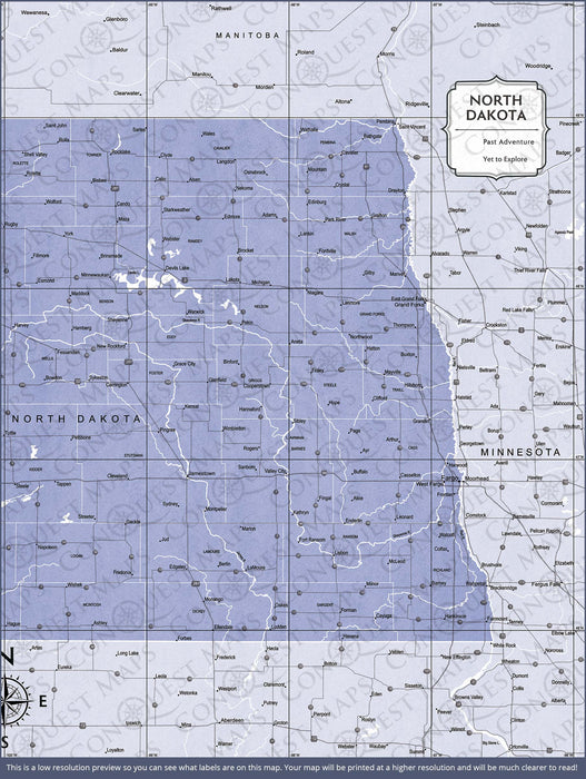 Push Pin North Dakota Map (Pin Board) - Purple Color Splash