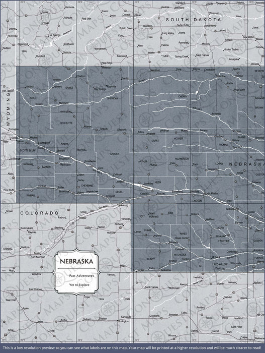 Nebraska Map Poster - Dark Gray Color Splash CM Poster