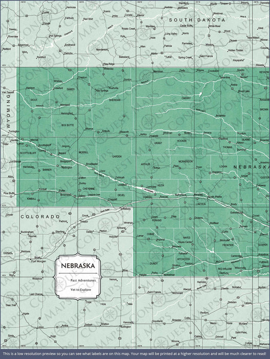 Nebraska Map Poster - Green Color Splash CM Poster