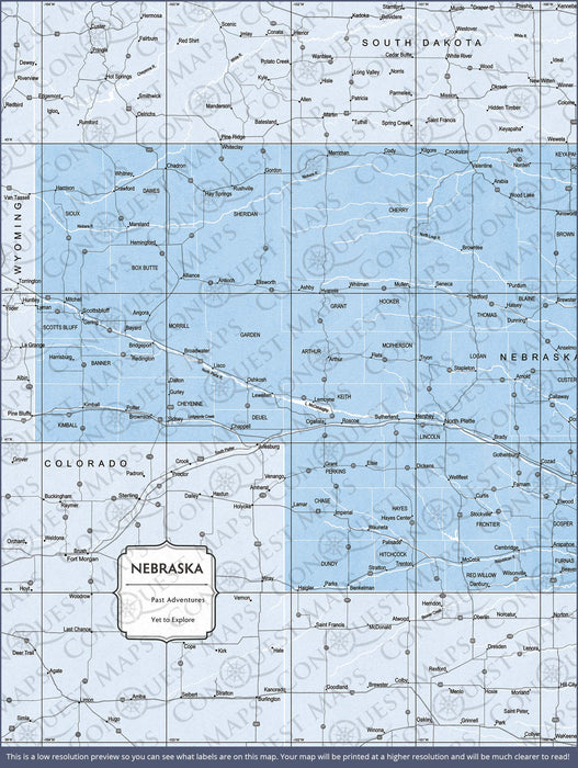 Push Pin Nebraska Map (Pin Board) - Light Blue Color Splash