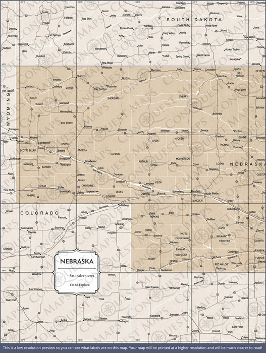 Nebraska Map Poster - Light Brown Color Splash CM Poster