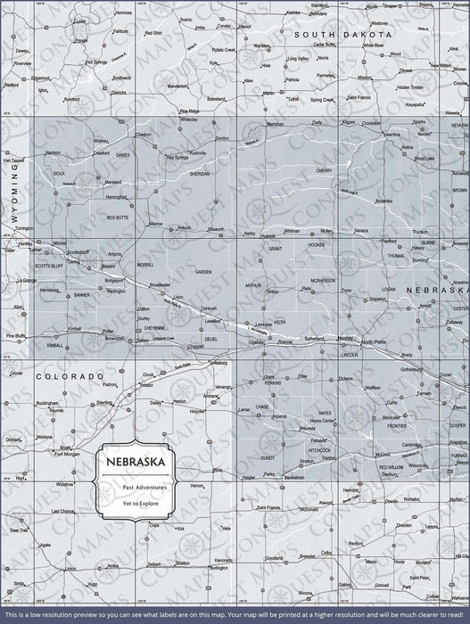 Push Pin Nebraska Map (Pin Board) - Light Gray Color Splash