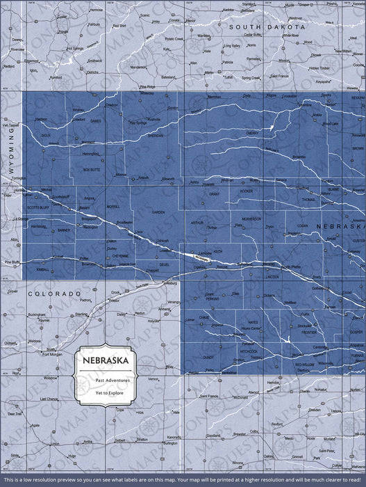 Push Pin Nebraska Map (Pin Board) - Navy Color Splash