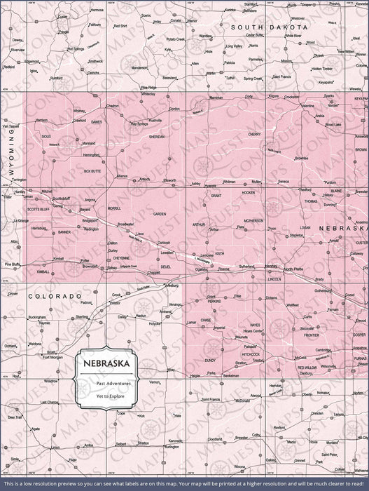 Nebraska Map Poster - Pink Color Splash CM Poster