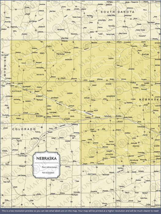 Nebraska Map Poster - Yellow Color Splash CM Poster