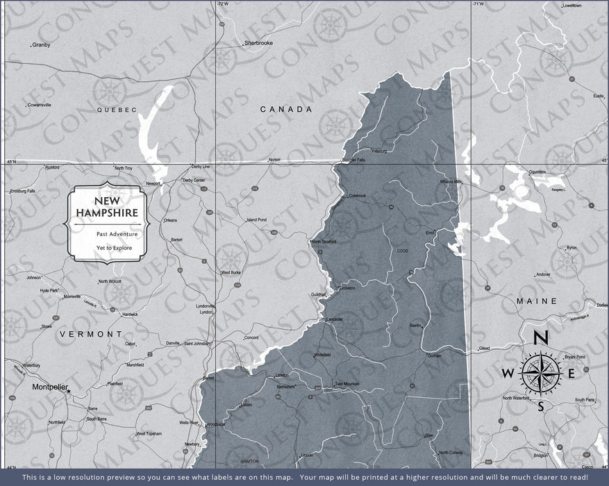 Push Pin New Hampshire Map (Pin Board) - Dark Gray Color Splash