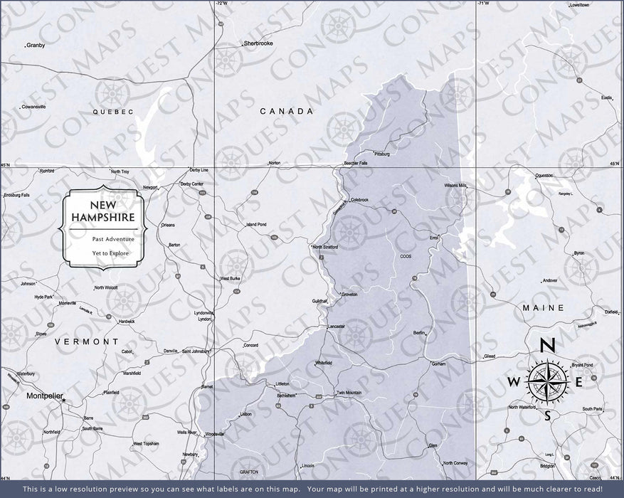 Push Pin New Hampshire Map (Pin Board) - Light Gray Color Splash