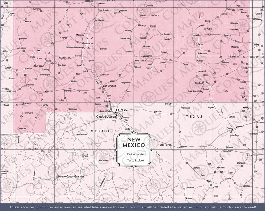 Push Pin New Mexico Map (Pin Board) - Pink Color Splash CM Pin Board
