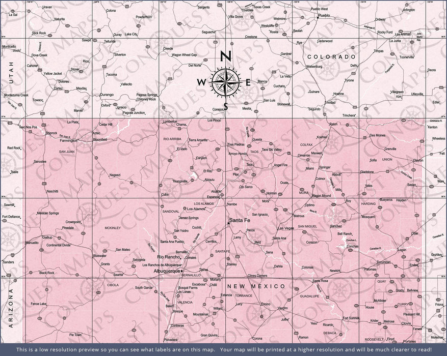 Push Pin New Mexico Map (Pin Board) - Pink Color Splash