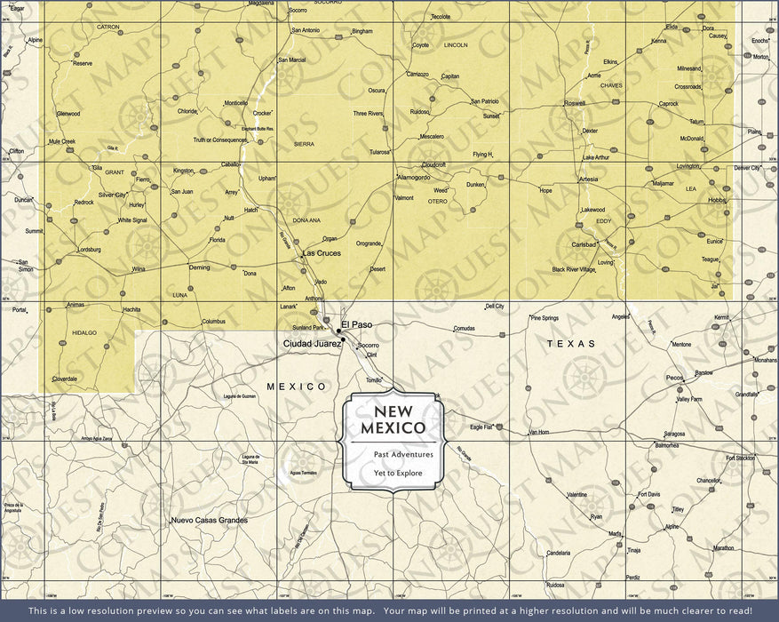 Push Pin New Mexico Map (Pin Board) - Yellow Color Splash