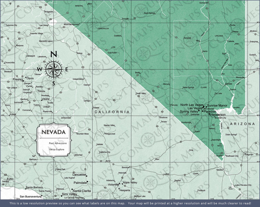 Push Pin Nevada Map (Pin Board) - Green Color Splash CM Pin Board