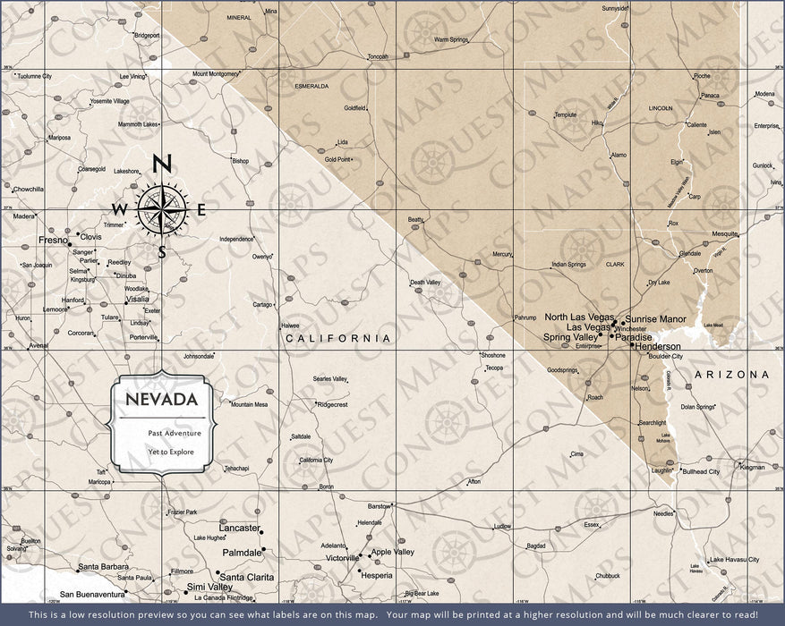 Push Pin Nevada Map (Pin Board) - Light Brown Color Splash