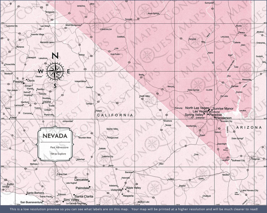 Nevada Map Poster - Pink Color Splash CM Poster