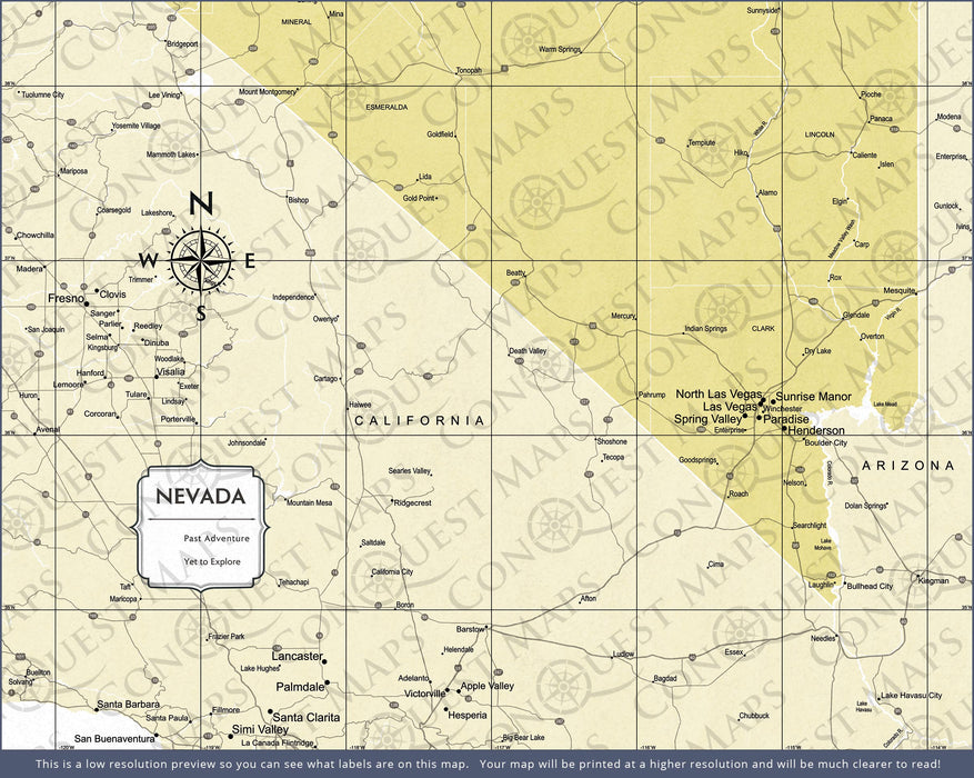 Push Pin Nevada Map (Pin Board) - Yellow Color Splash