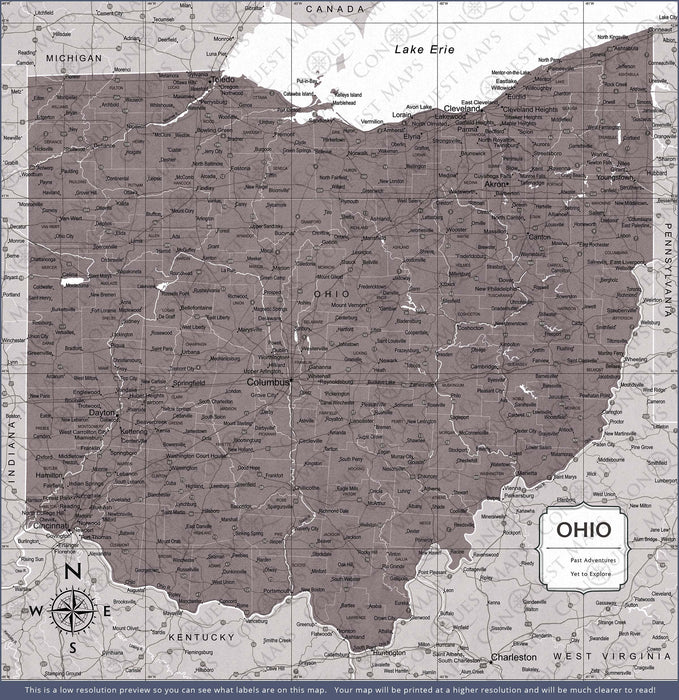 Ohio Map Poster - Dark Brown Color Splash CM Poster