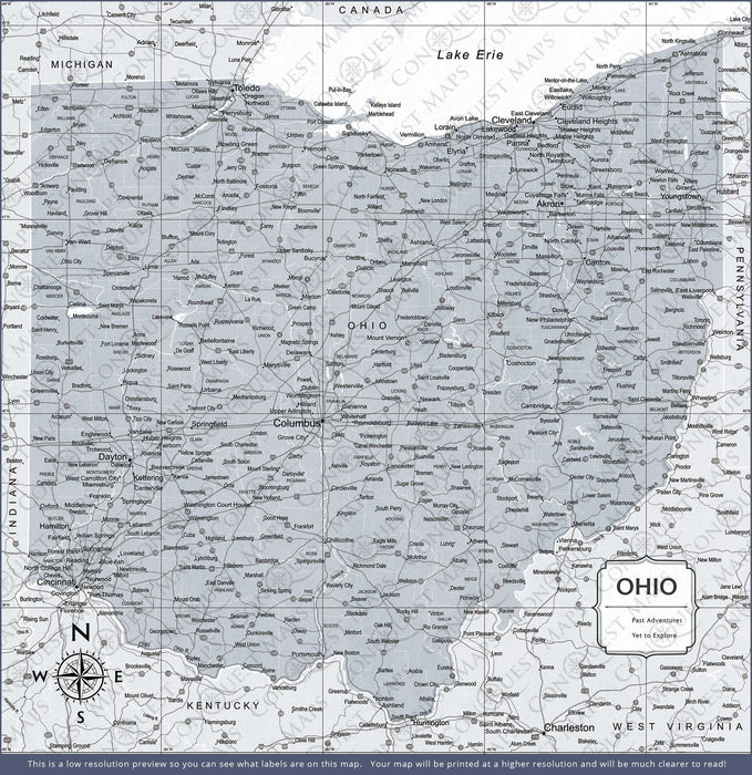 Push Pin Ohio Map (Pin Board) - Light Gray Color Splash