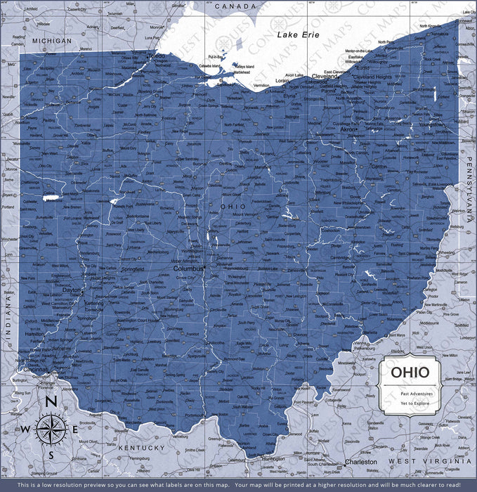 Push Pin Ohio Map (Pin Board) - Navy Color Splash