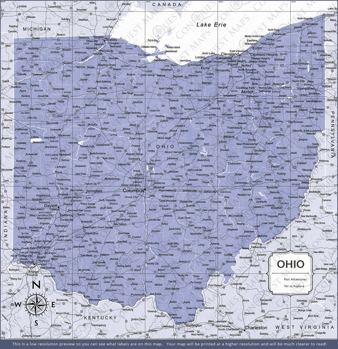 Push Pin Ohio Map (Pin Board) - Purple Color Splash