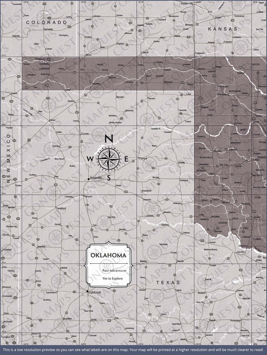 Push Pin Oklahoma Map (Pin Board/Poster) - Dark Brown Color Splash