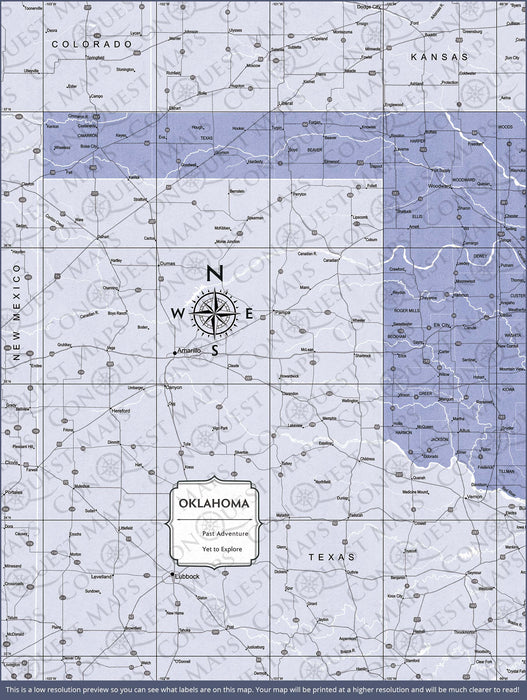 Push Pin Oklahoma Map (Pin Board) - Purple Color Splash