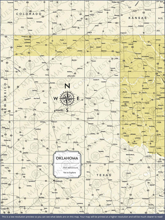 Oklahoma Map Poster - Yellow Color Splash CM Poster