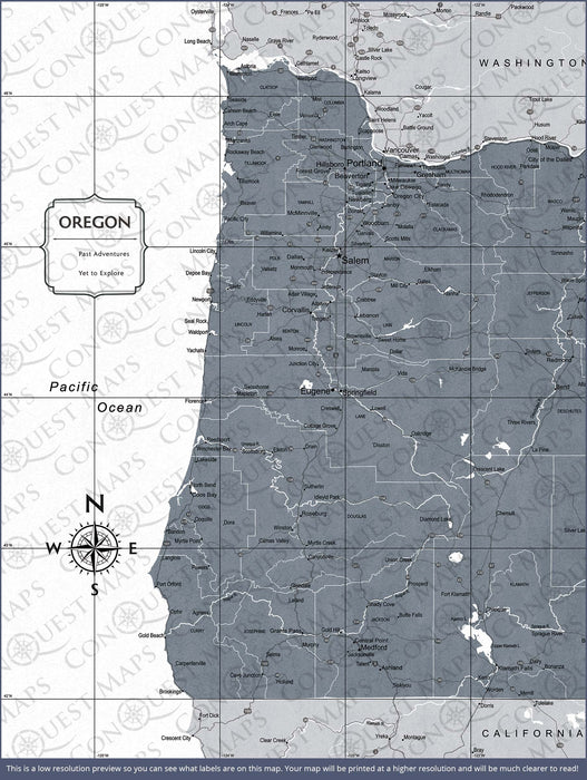 Push Pin Oregon Map (Pin Board/Poster) - Dark Gray Color Splash