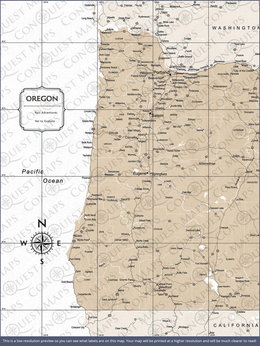 Push Pin Oregon Map (Pin Board) - Light Brown Color Splash