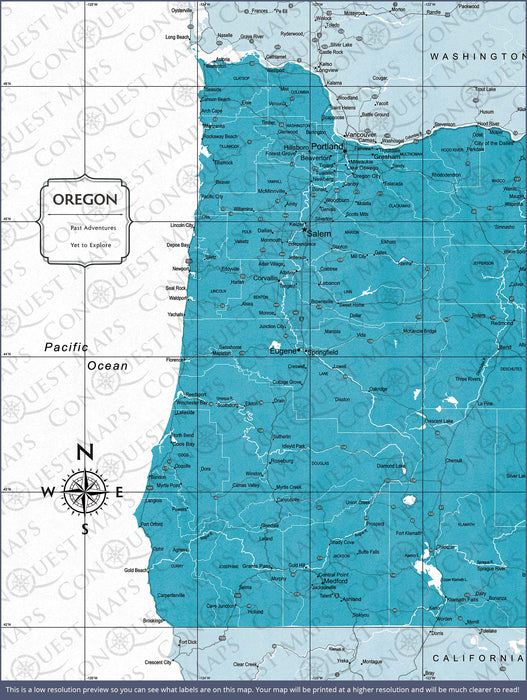 Push Pin Oregon Map (Pin Board) - Teal Color Splash