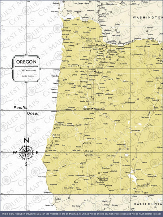 Oregon Map Poster - Yellow Color Splash CM Poster