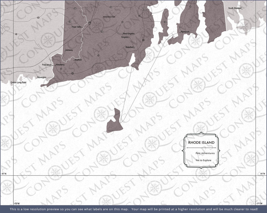 Push Pin Rhode Island Map (Pin Board) - Dark Brown Color Splash CM Pin Board